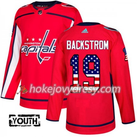 Dětské Hokejový Dres Washington Capitals Nicklas Backstrom 19 2017-2018 USA Flag Fashion Černá Adidas Authentic